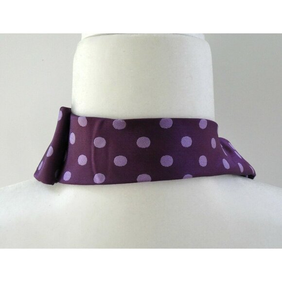 Polka Dot Ascot Scarf - Purple Silk Scarf - Gift For Tie Lovers - Unique Scarf. - Picture 6 of 7